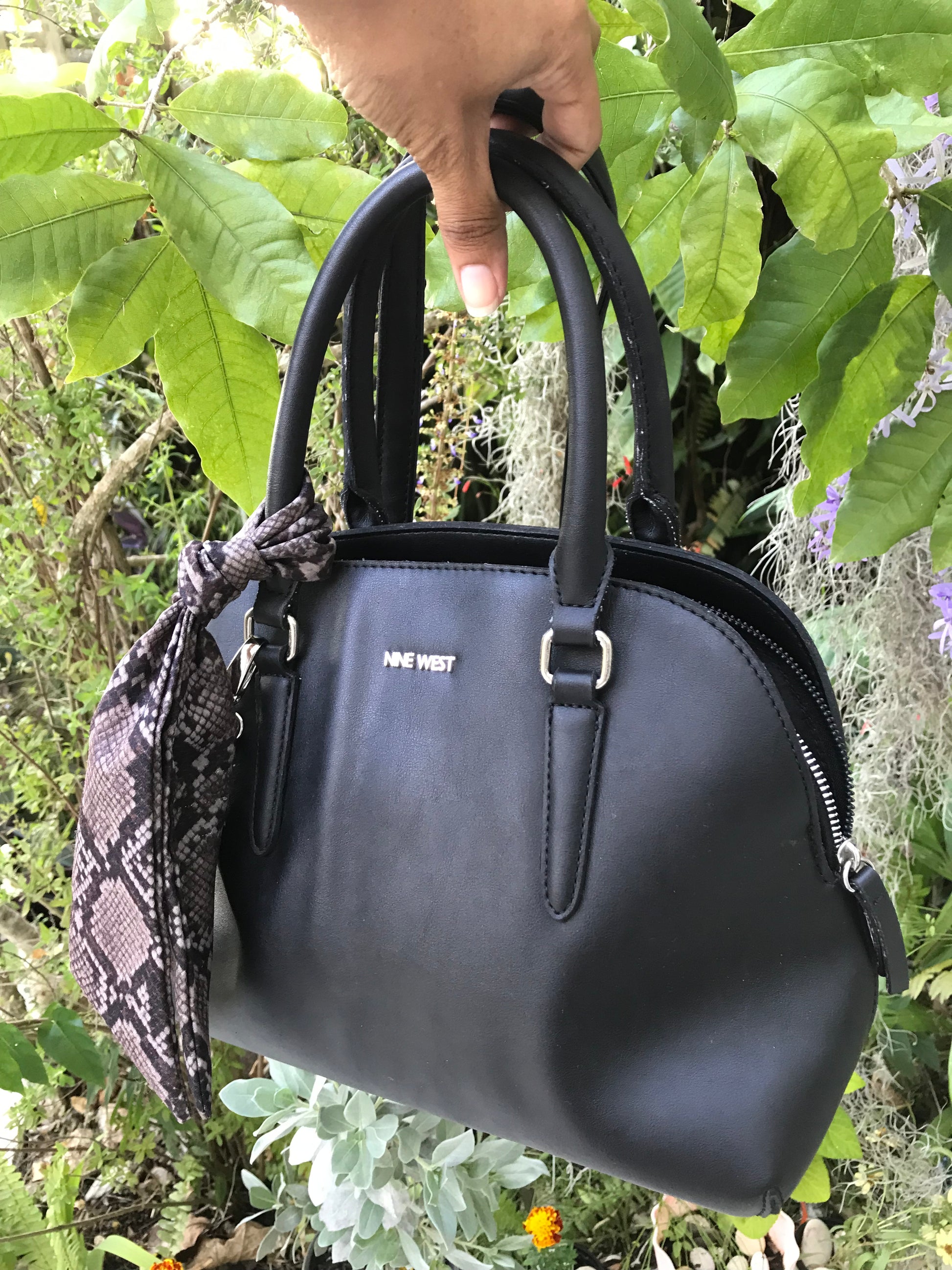 Nine West Black Leather Handbag with Crossbody strap
