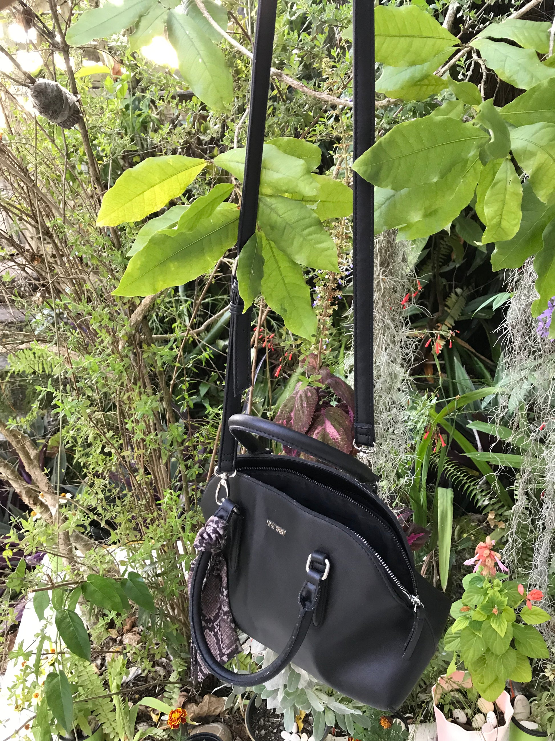 Nine West Black Leather Handbag with Crossbody strap