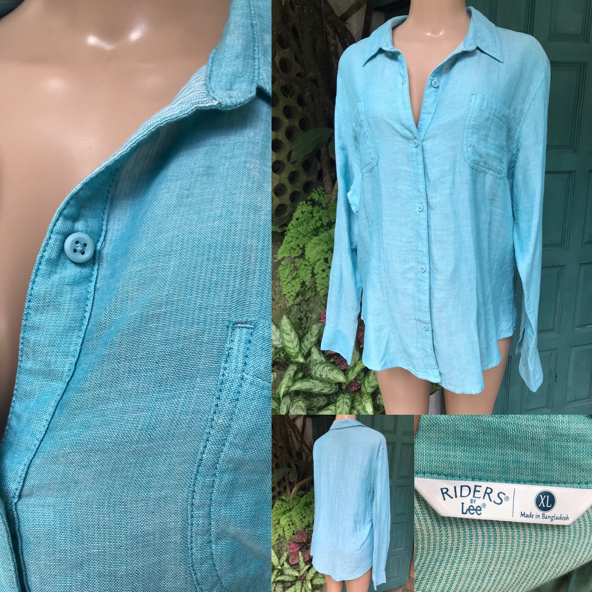 LEE 100% cotton coral blue button shirt... /xl ,,, (Copy)