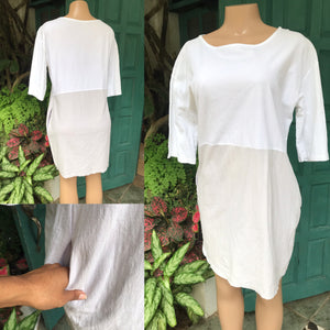 organic 2 tone white sand tunic dress with pockets... m/L ,,,