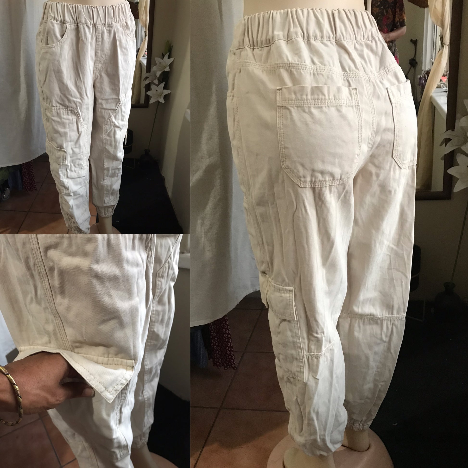 new/unworn Forever 21 sand cargo pants 100% cotton ::: m ,,,