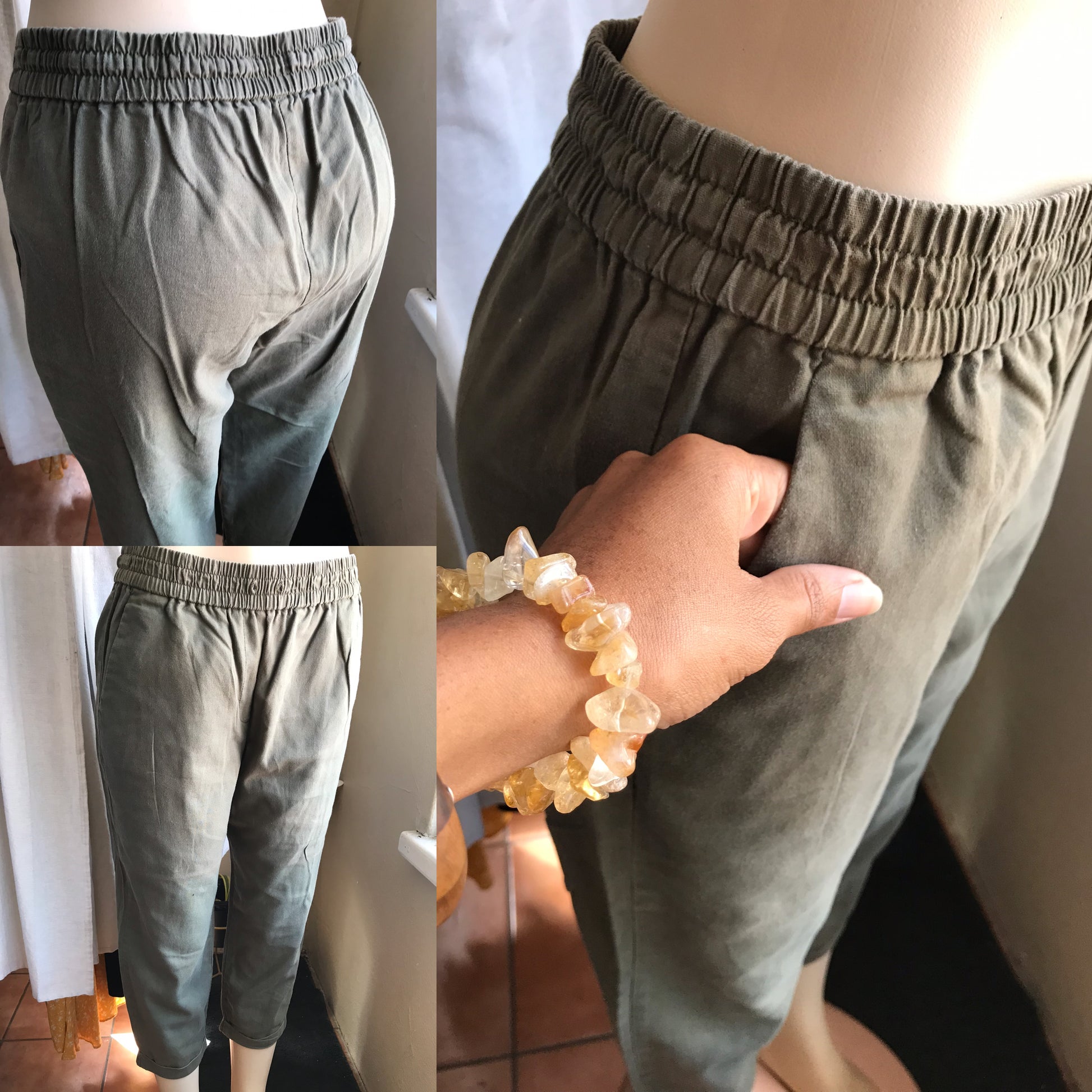 J Crew linen earth green loose pants ::: m ,,,