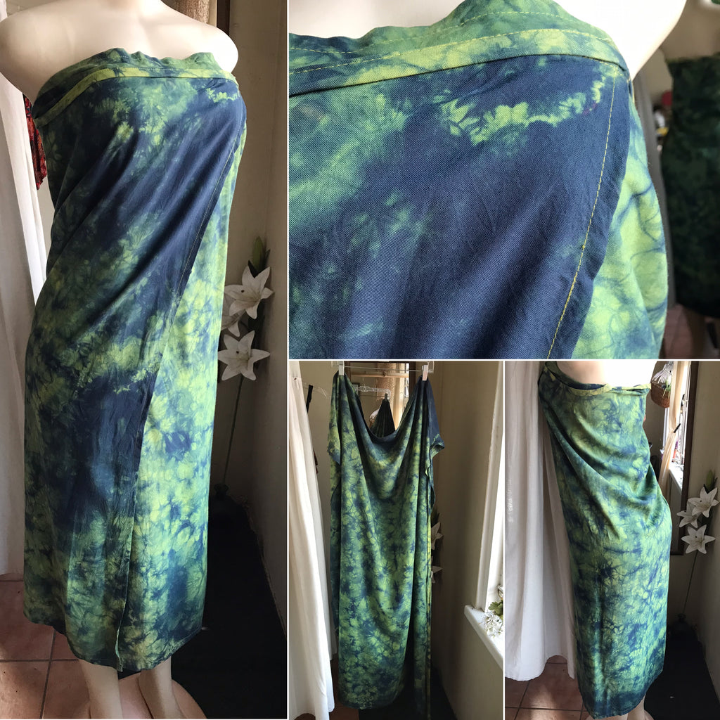 green tie dye long wrap fabric ,,, organic