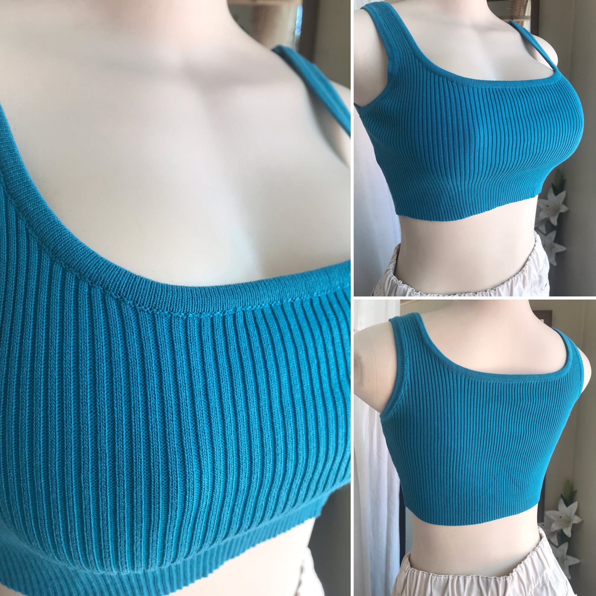 cobalt blue ribbed crop top ... one size fits most