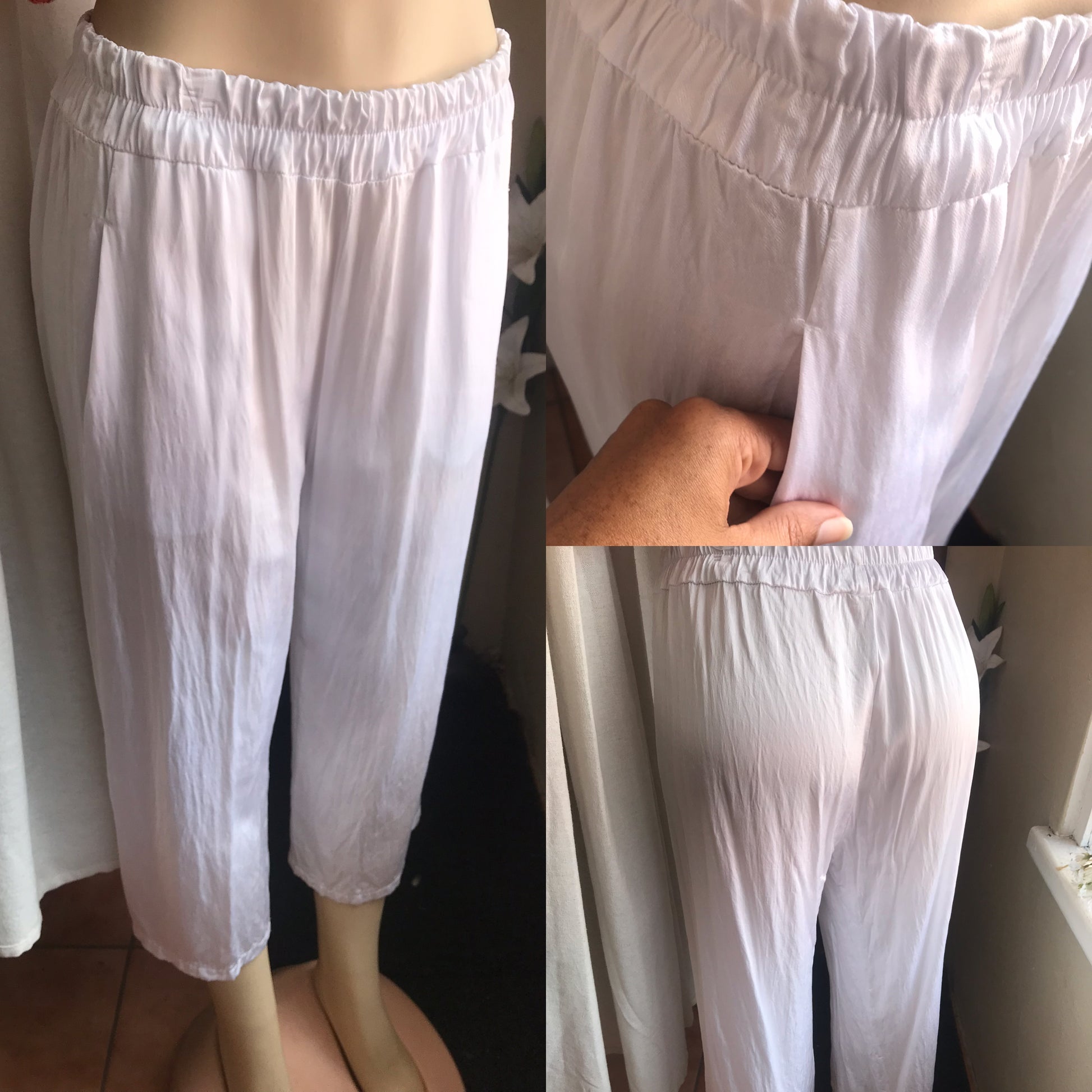 made in italy white silky lounge pants ... one size fits most