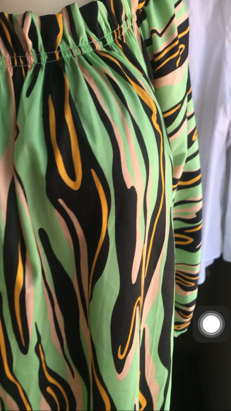 jamaica colour print dress off the shoulder midi loose / one size