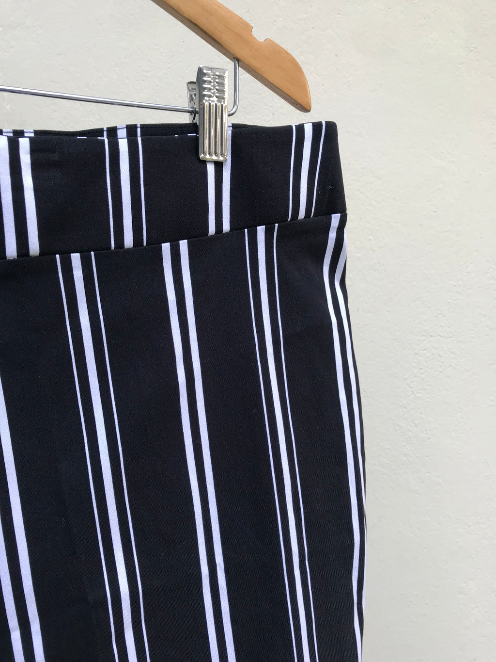 B&W print professional pants stretchy ::: stripe /XL