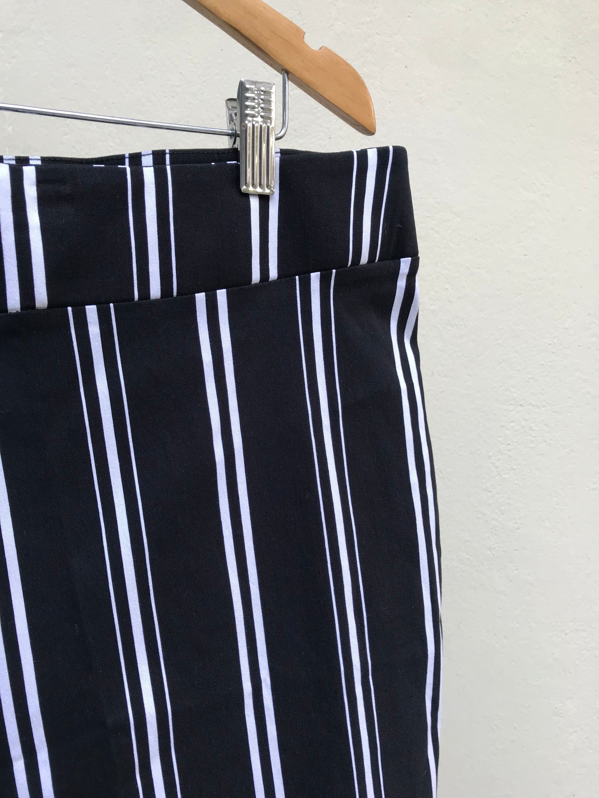 B&W print professional pants stretchy ::: stripe /XL