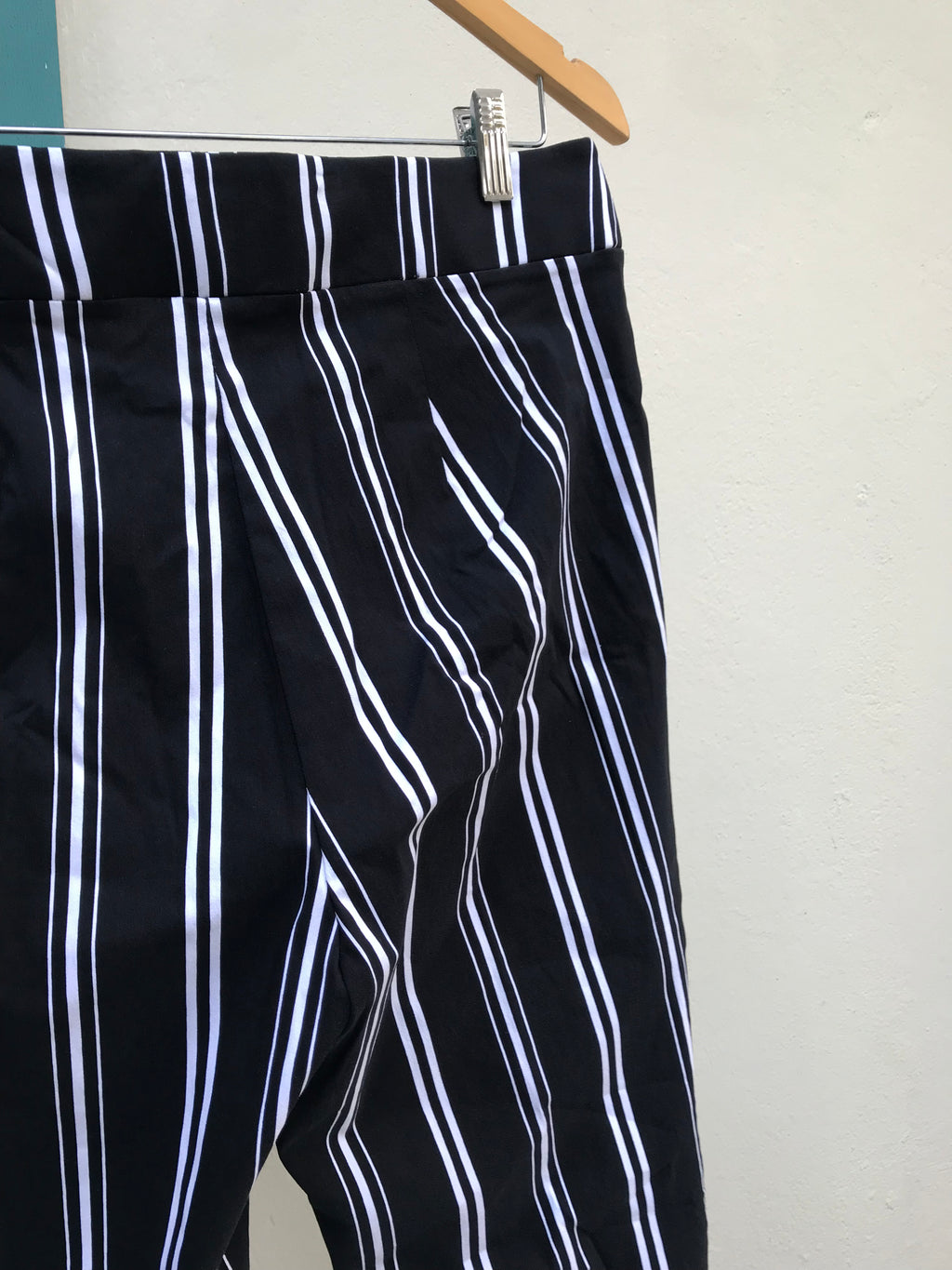 B&W print professional pants stretchy ::: stripe /XL