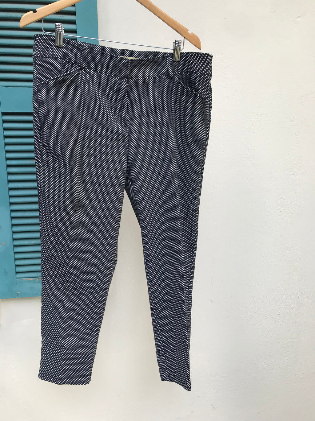 B&W print professional pants stretchy ::: fine polka  /XL