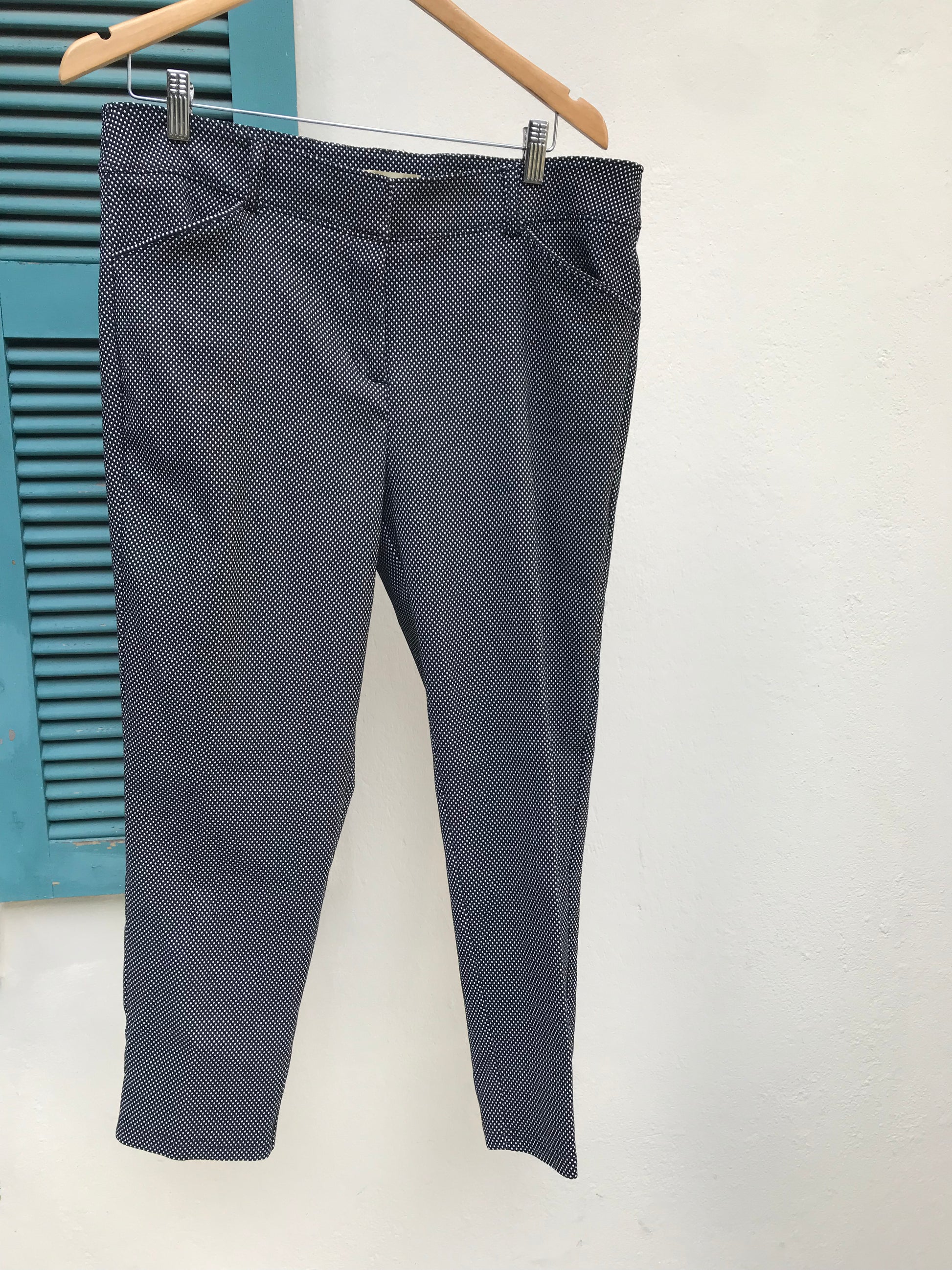 B&W print professional pants stretchy ::: fine polka  /XL