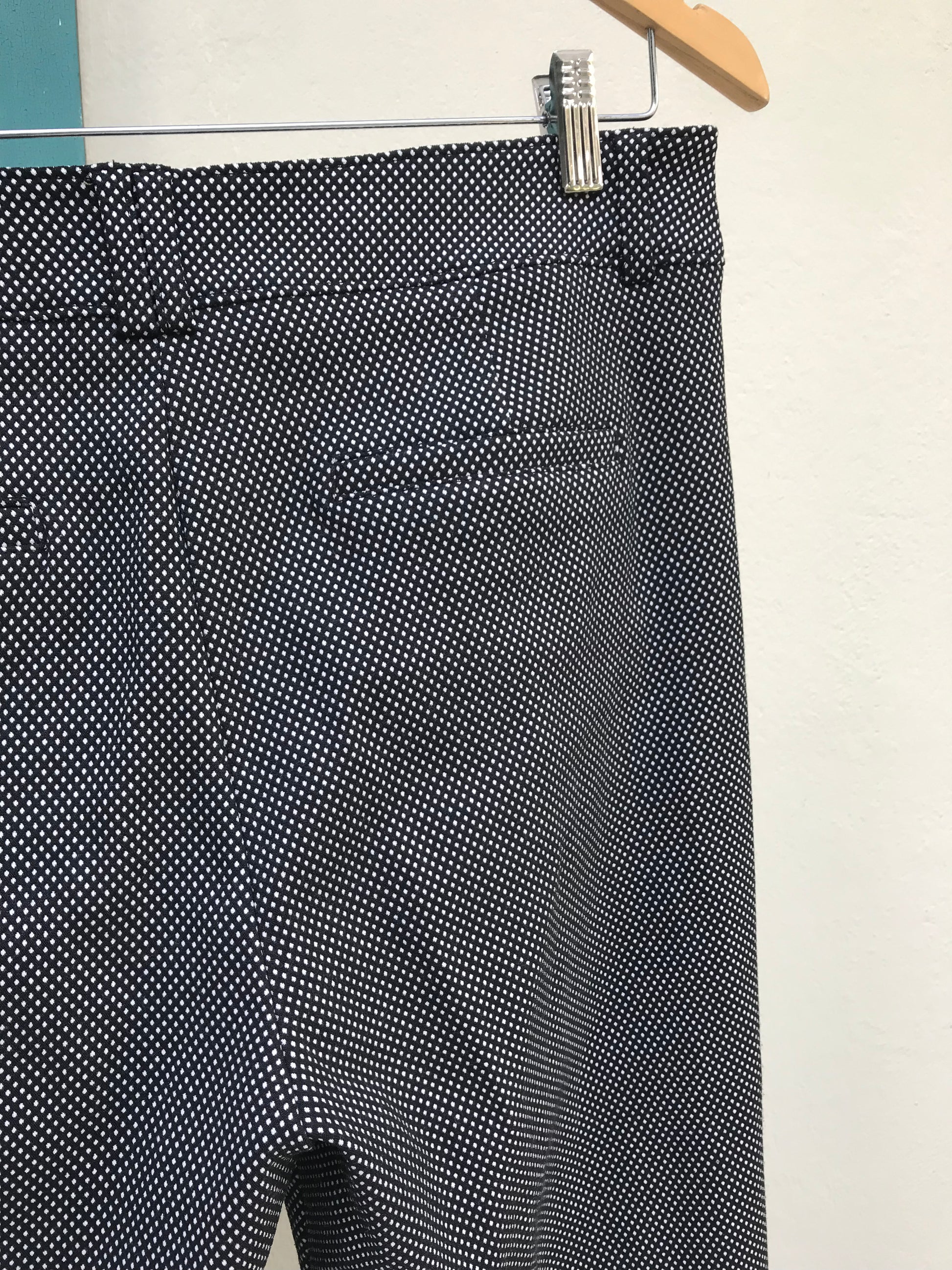 B&W print professional pants stretchy ::: fine polka  /XL