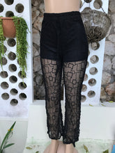 Load image into Gallery viewer, Black Mesh grid fashion pants with shorts inlay ::: s ;;;lll
