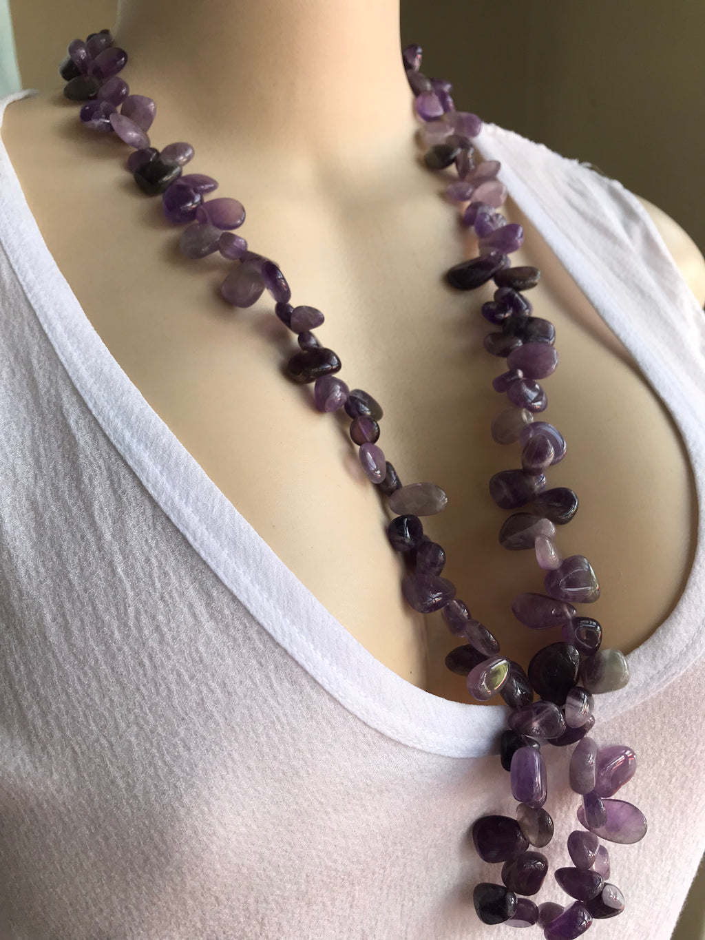 Amethyst Crystal Stone necklace *** chunky