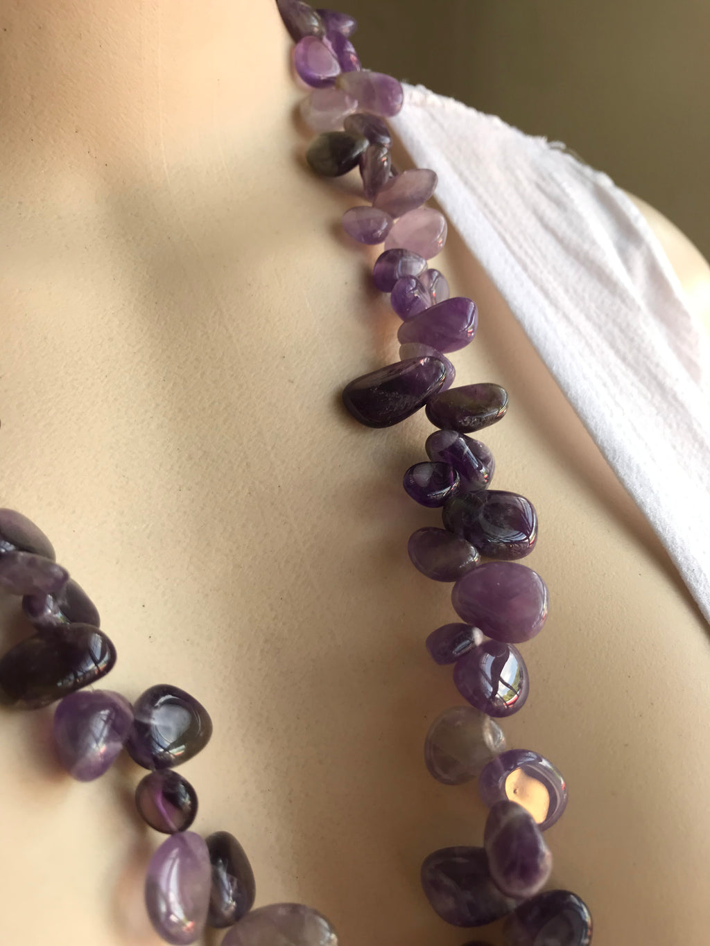Amethyst Crystal Stone necklace *** chunky