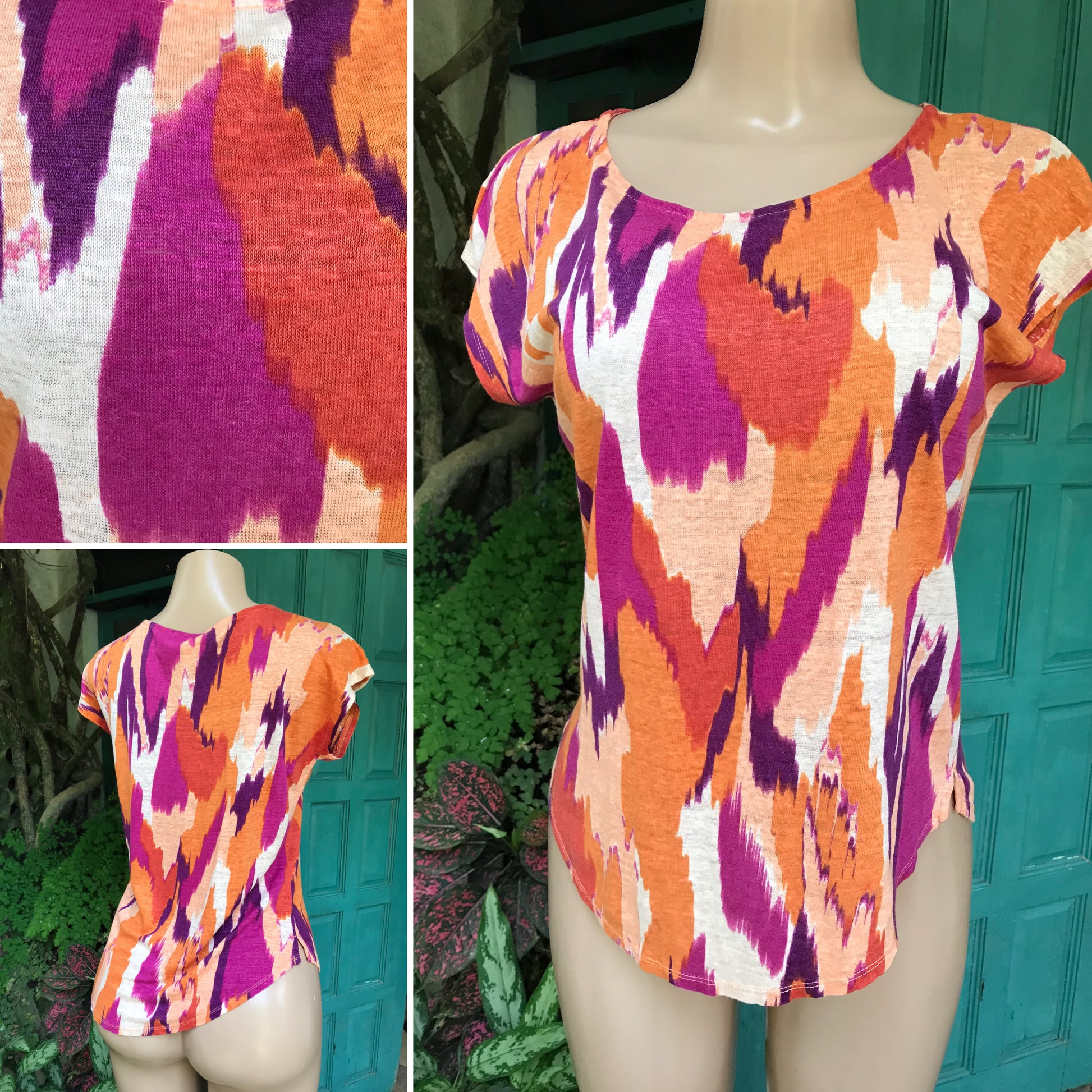 Orange and purple brushstroke T-shirt... M