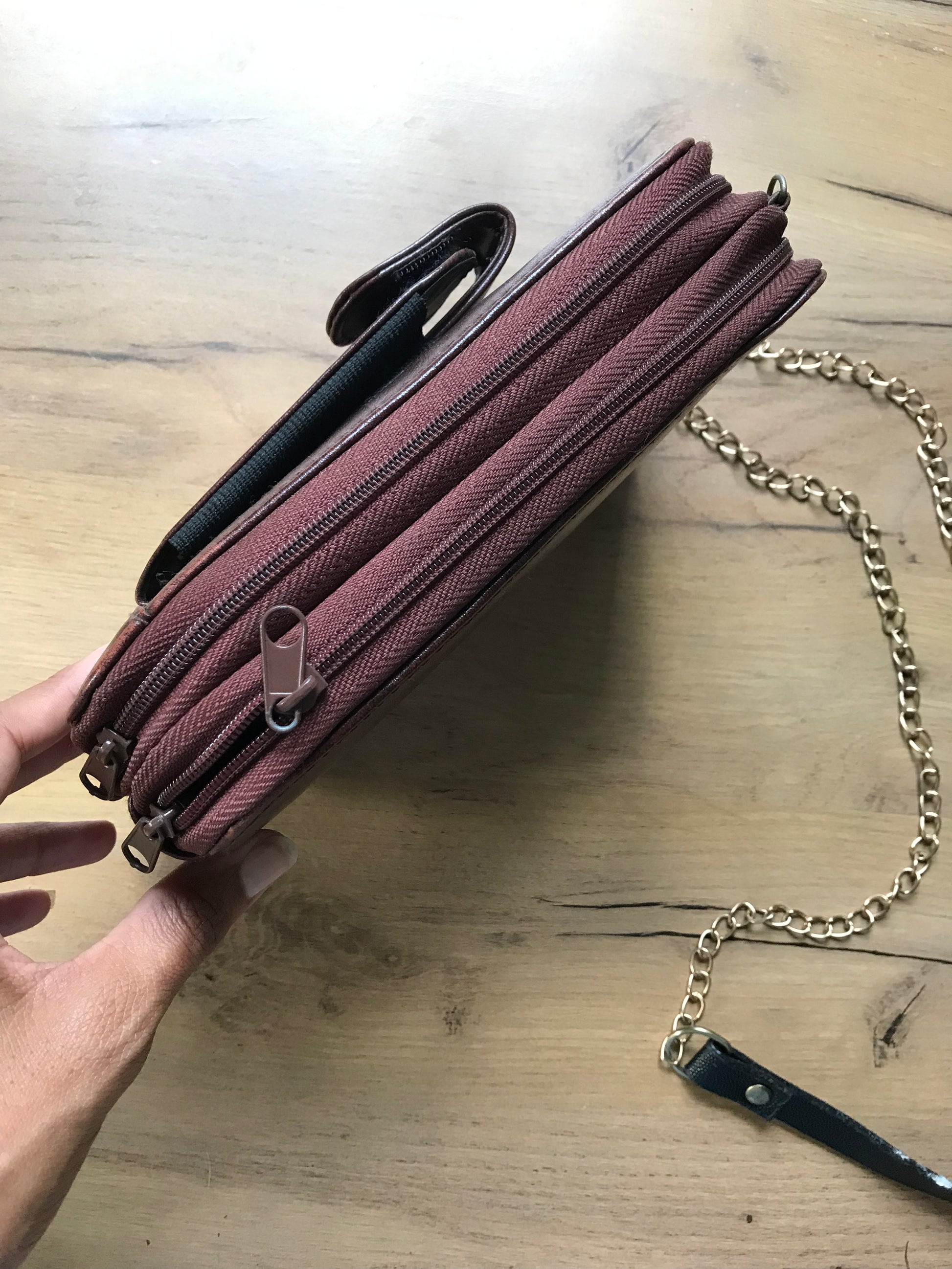 vintage brown leather mini bag / organizer ***
