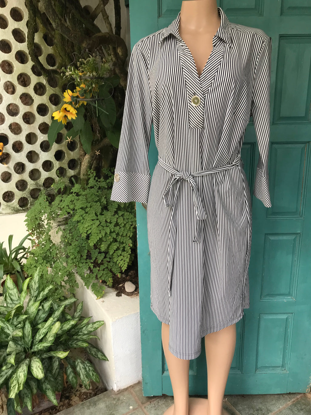 B&w Stripe shirt dress /XL