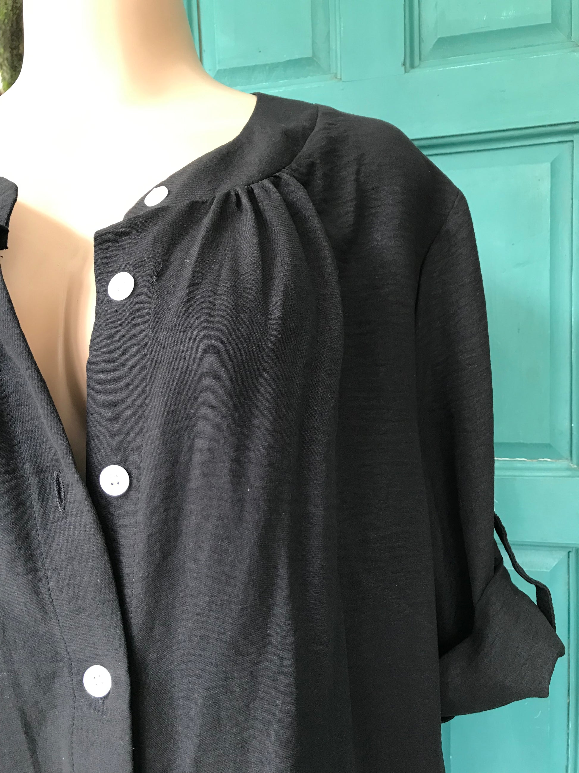 Black button Shirt-Dress midi 2x /XL