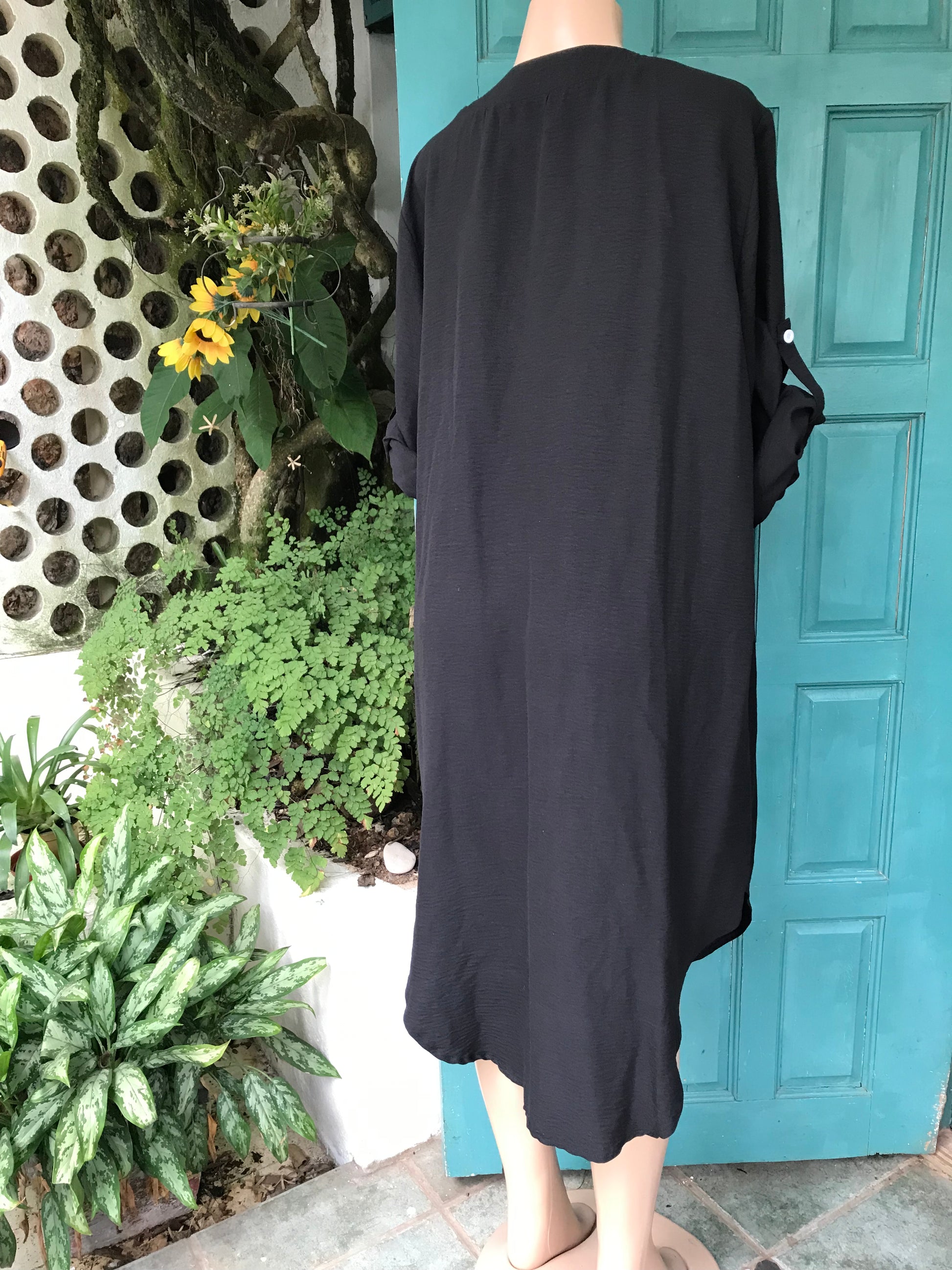 Black button Shirt-Dress midi 2x /XL