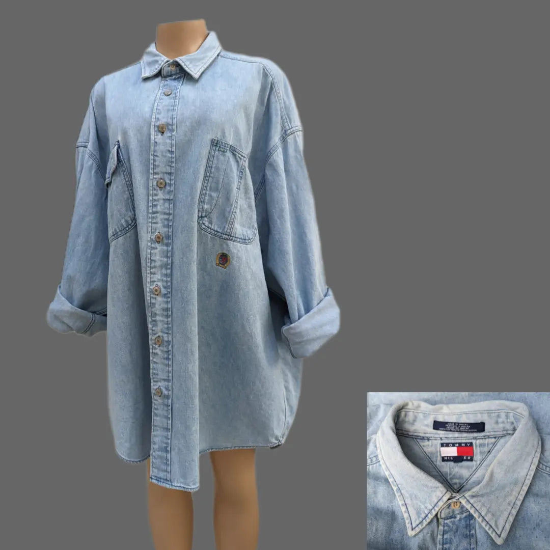 Tommy Hilfiger Vintage Oversized Mens Light Wash Shirt