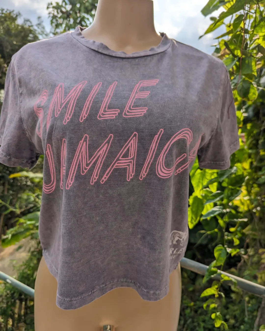 New smile Jamaica Marley Coffee stone wash cropped Tee ;;; 100% Cotton ... L