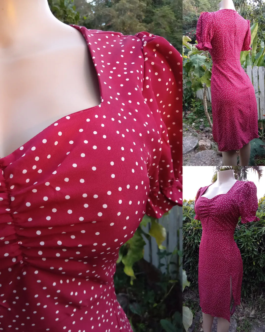 NEW Shein red polka retro style split dress • M