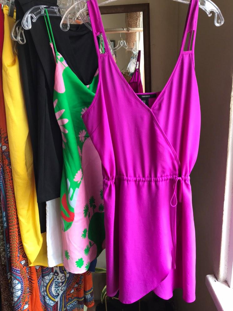 f21 purple wrap style dress m