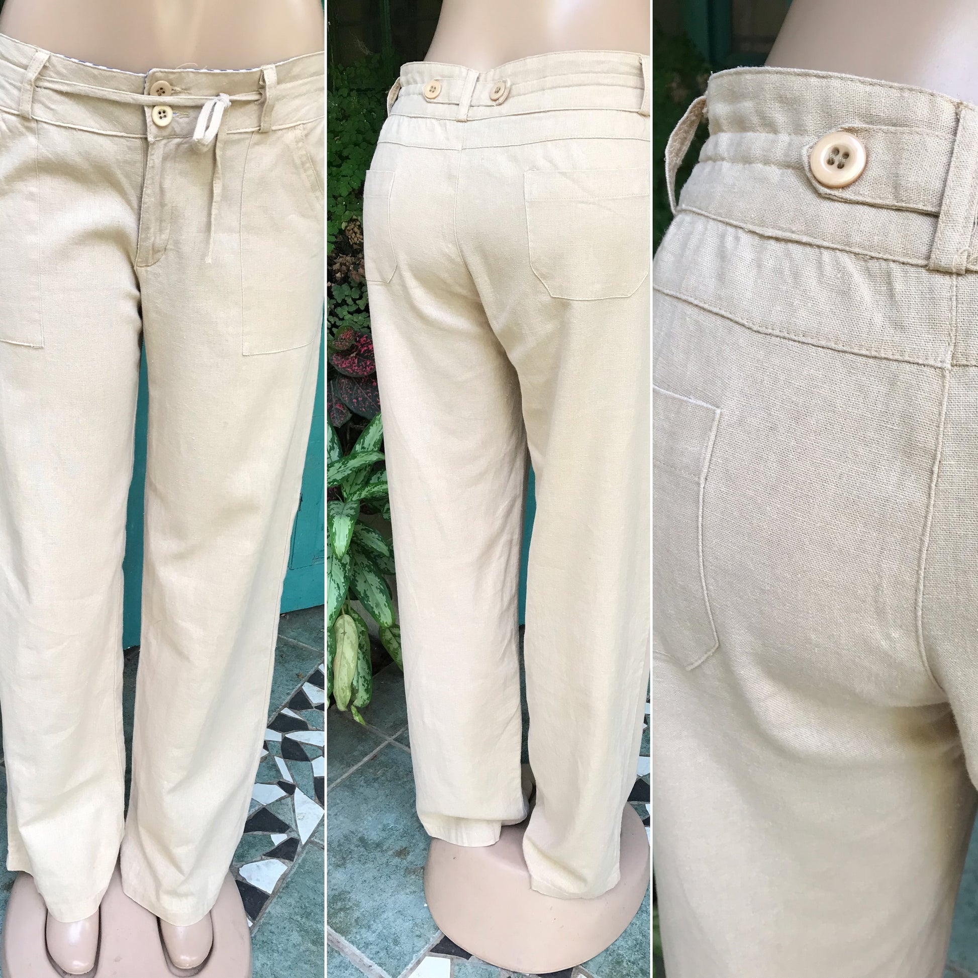 linen sand loose pants draw string ::: m