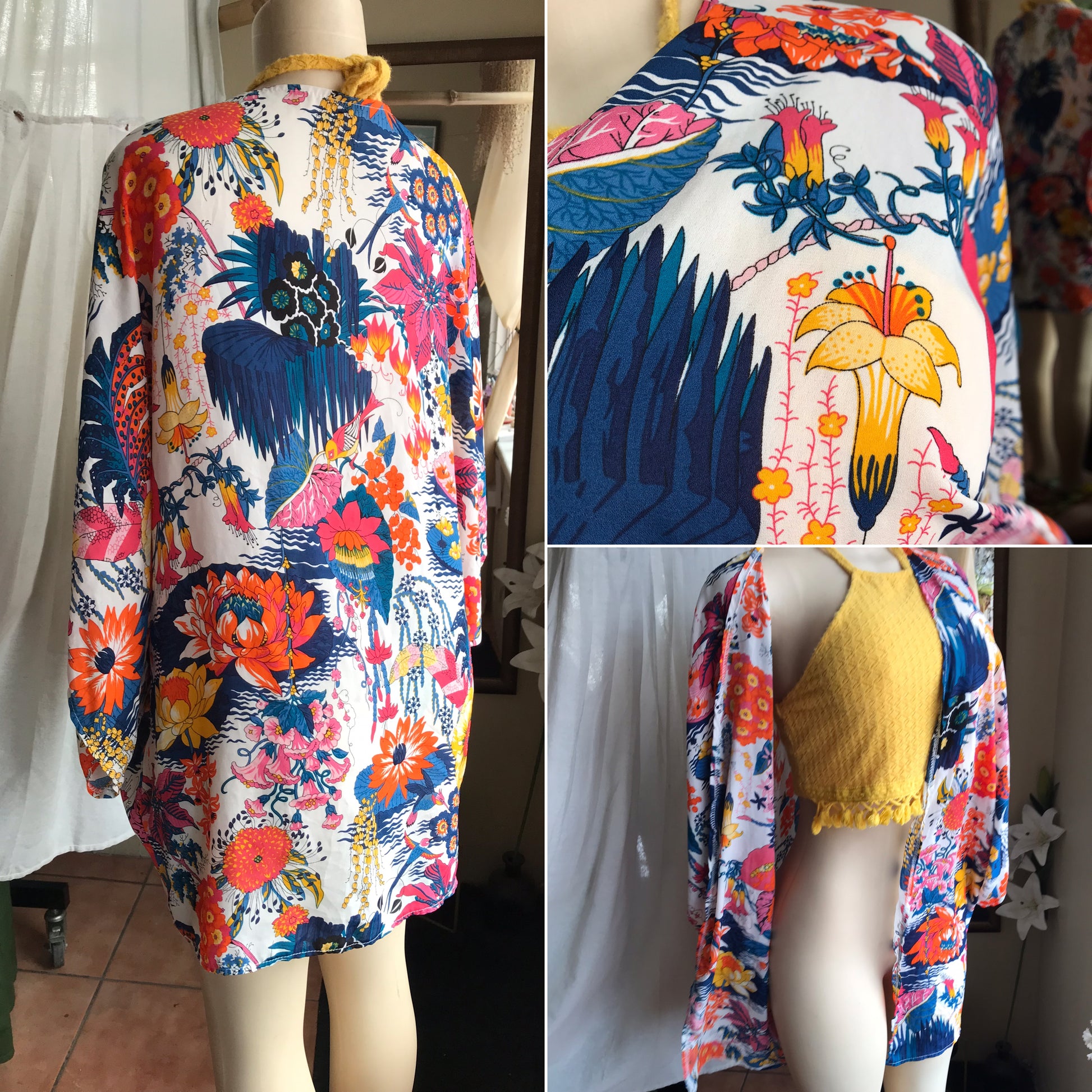 floral sheer kimono coverup