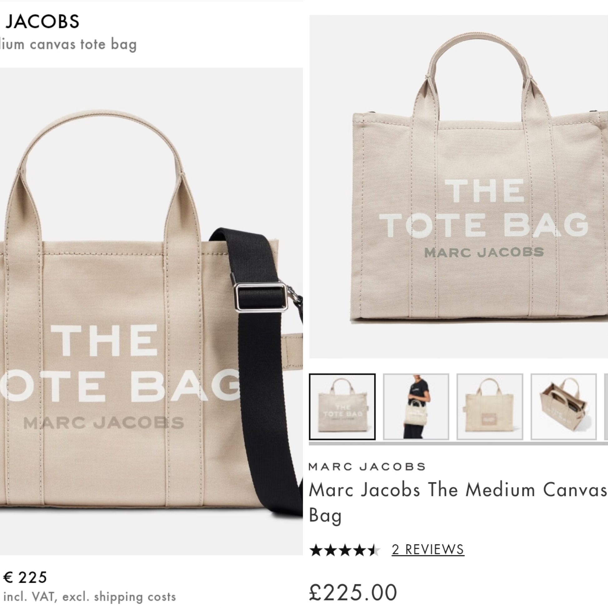 Marc Jacobs medium canvas tote bag with long strap