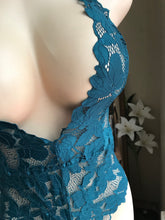 Load image into Gallery viewer, New Teal lace bodysuit ribbon. L
