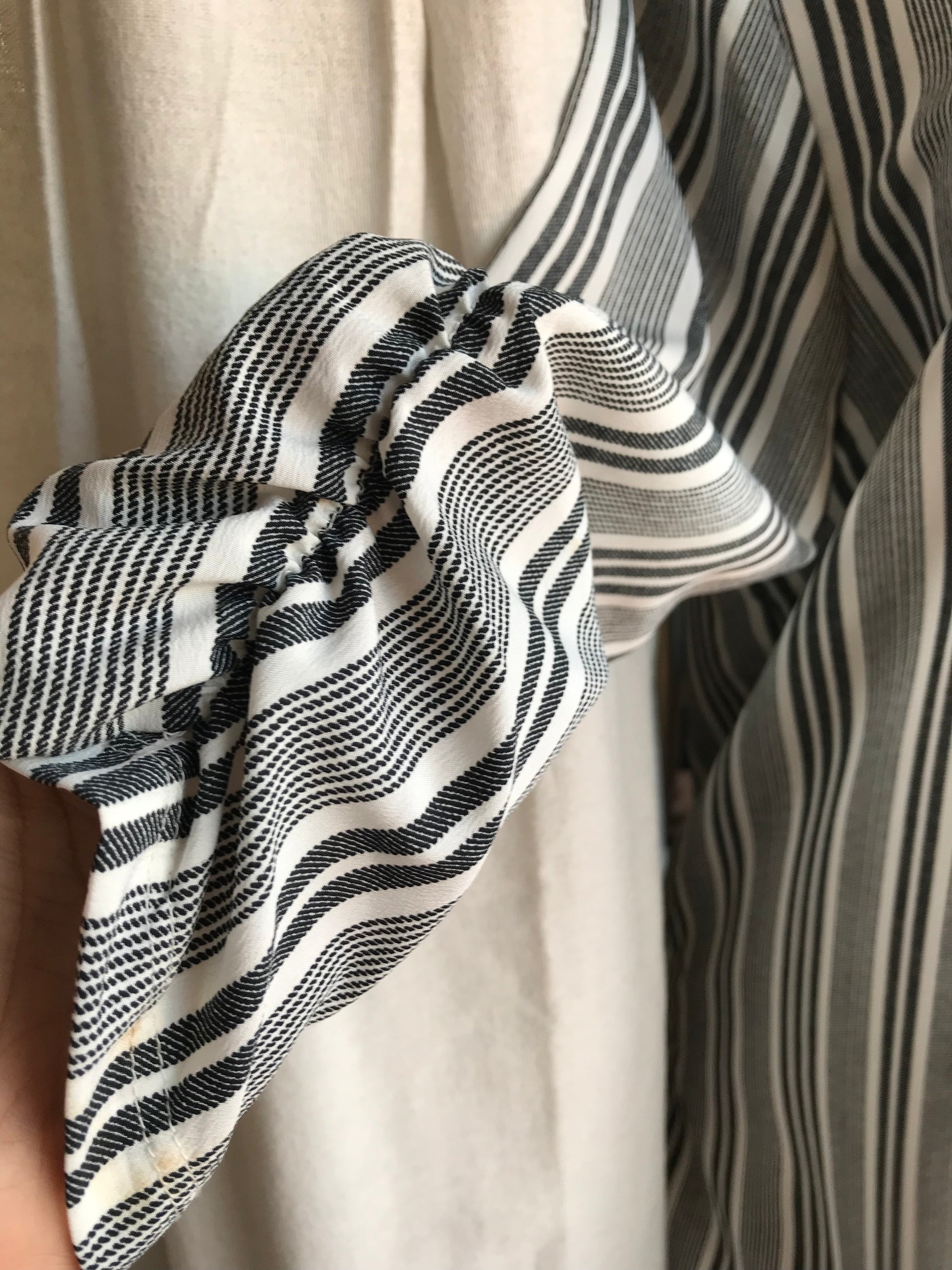 grey stripe kimono cover ruche sleeve ... L