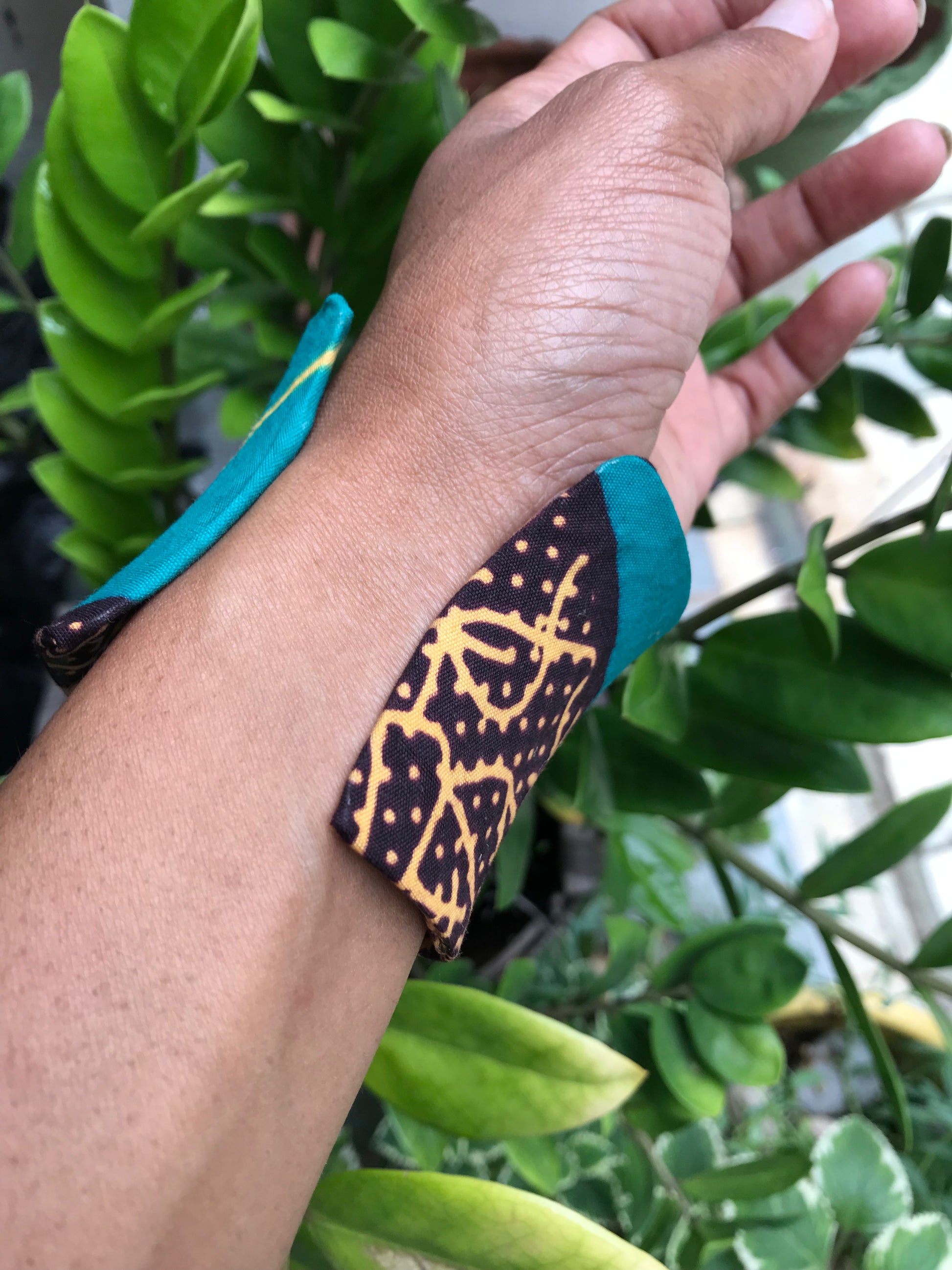 African fabric bangle large *** teal