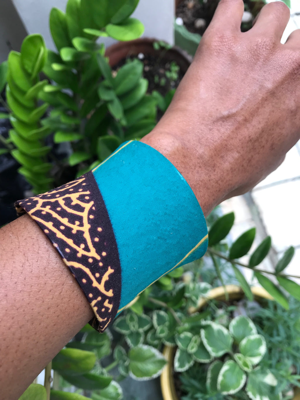 African fabric bangle large *** teal