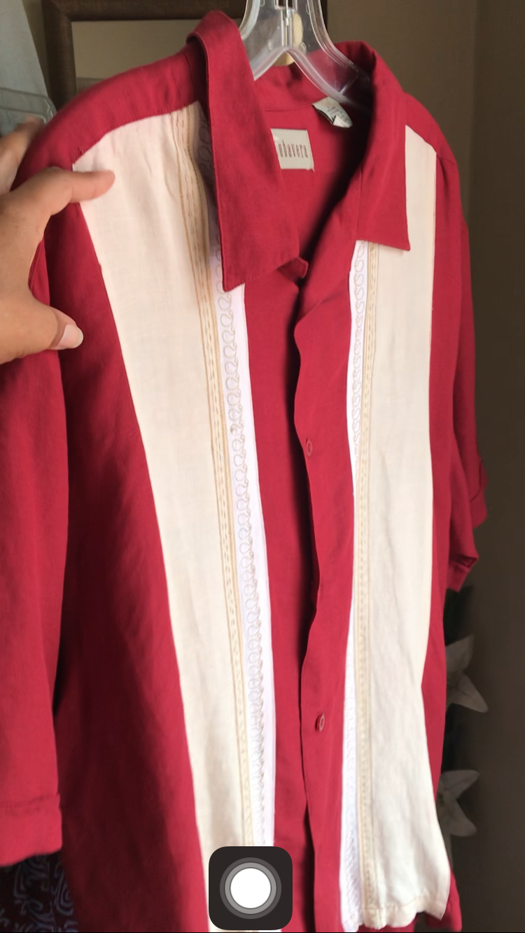 vintage red white cuban kingpin block mens shirt