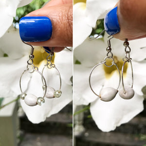 lllNew dangle hoop earrings *** Job's tear / pearl (TNJ original)