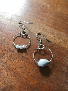 lllNew dangle hoop earrings *** Job's tear / pearl (TNJ original)