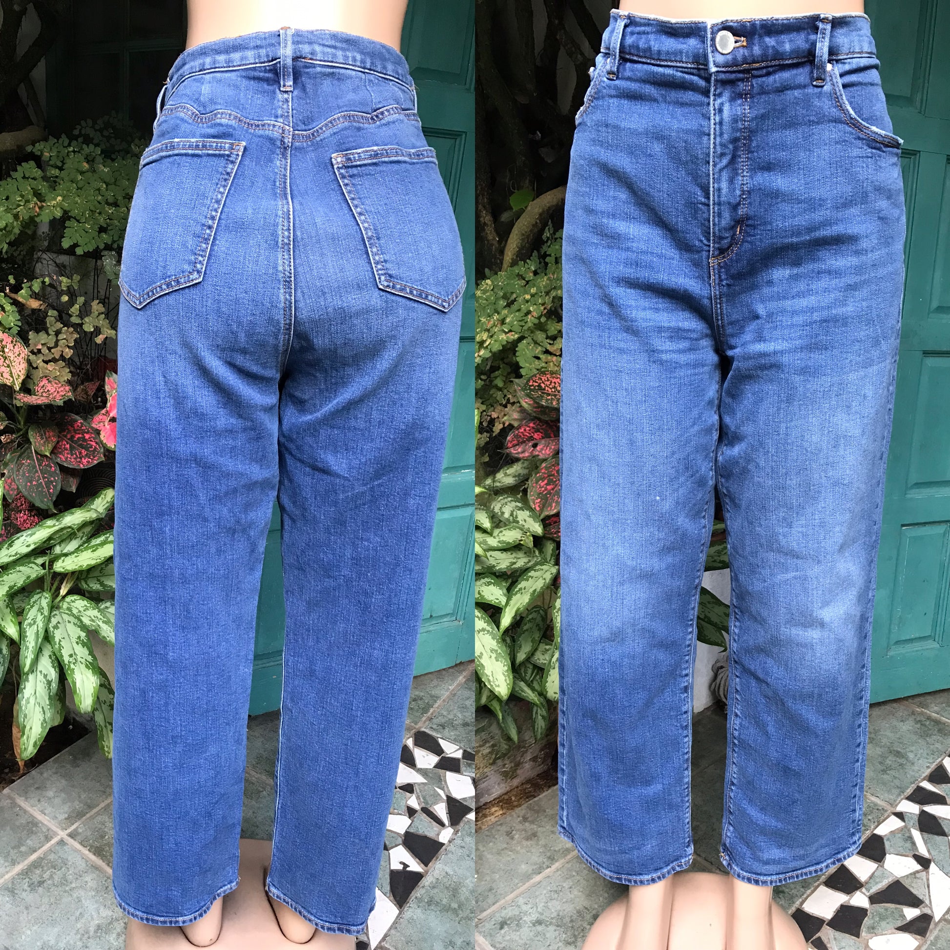wide leg blue jeans high waist ::: w34/L