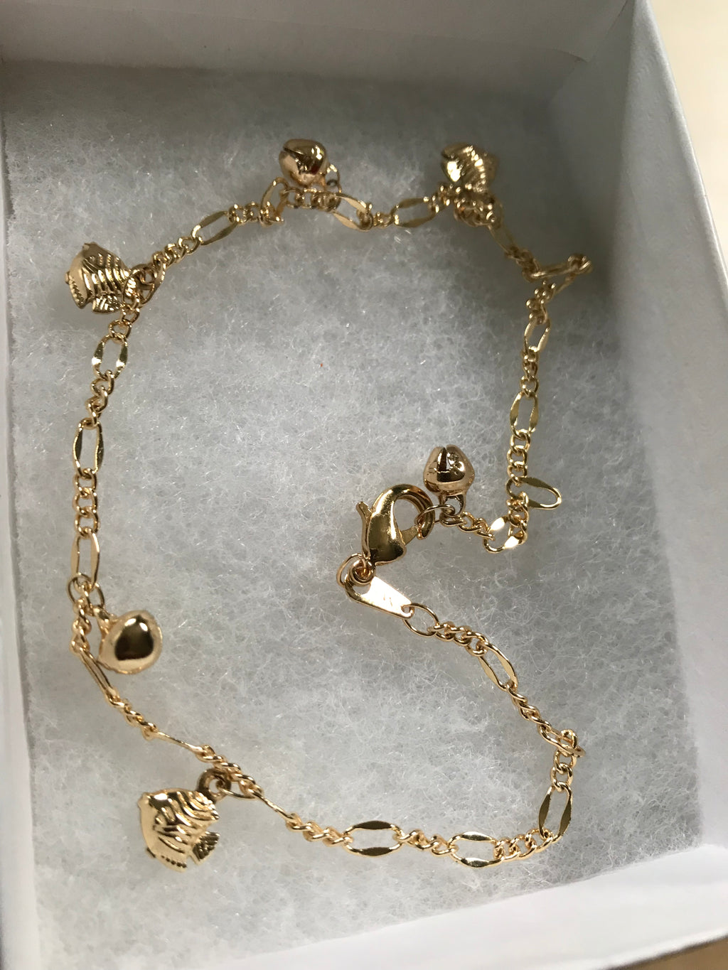 14k gold anklet fish jingle charm *** /XL