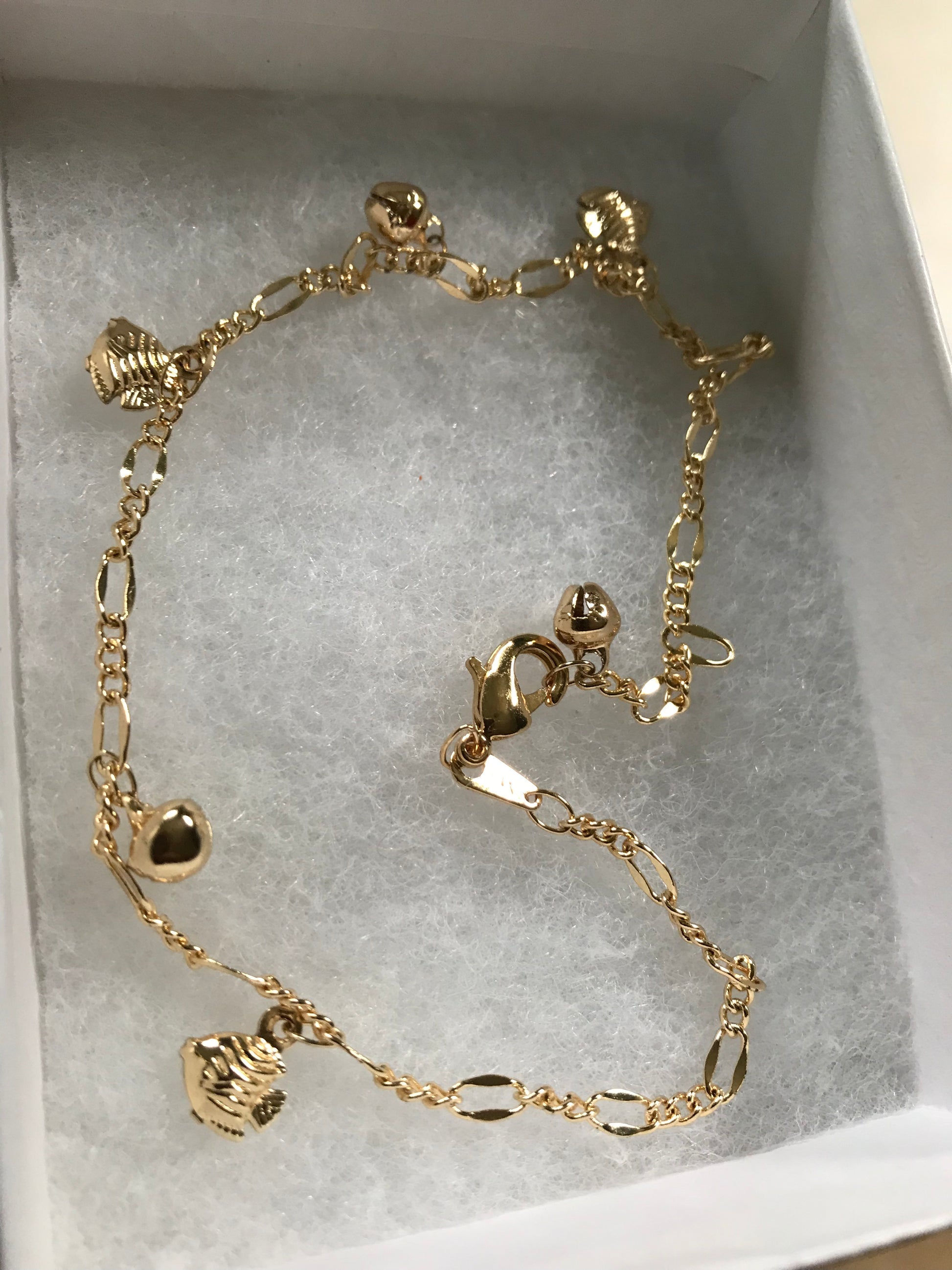 14k gold anklet fish jingle charm *** /XL