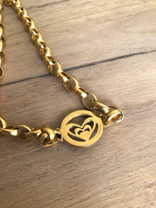 lllNew Gold thick link NECKLACE with positive charm *** Non tarnish