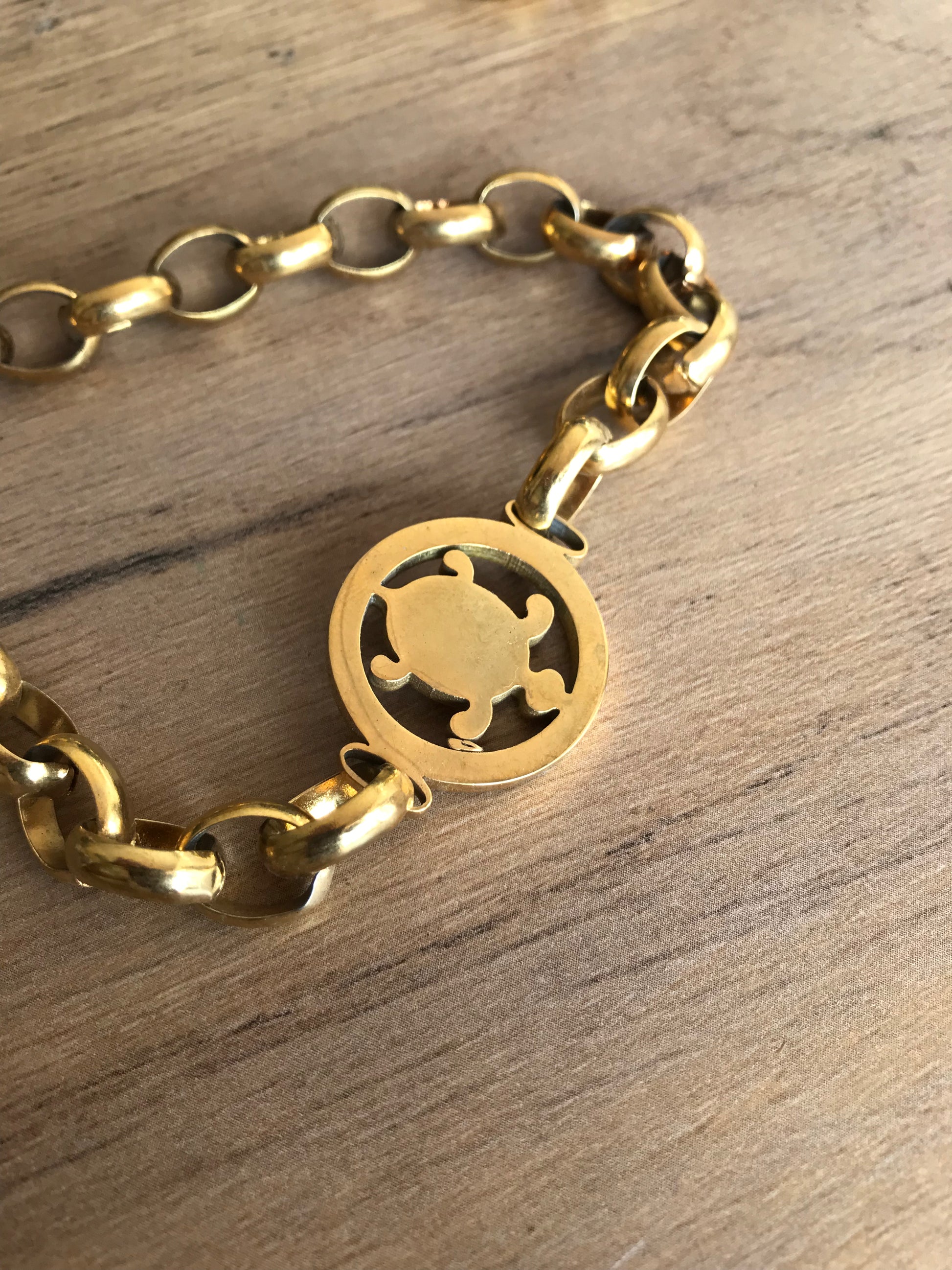 lllNew Gold thick link NECKLACE with positive charm *** Non tarnish