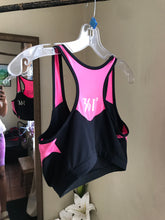 Load image into Gallery viewer, 361 Pink black Exercise crop top ... M lll
