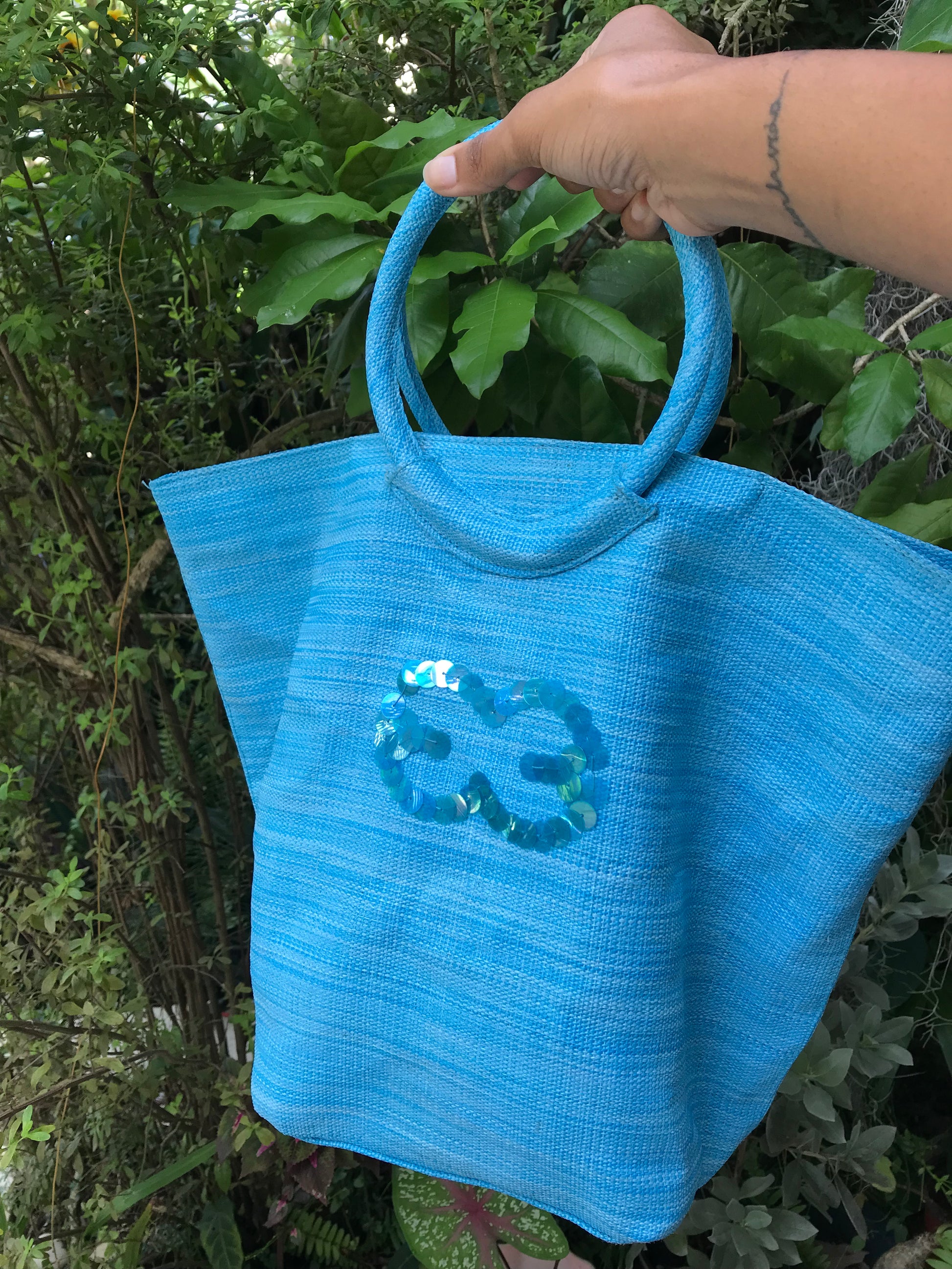 Escada blue island tote bag