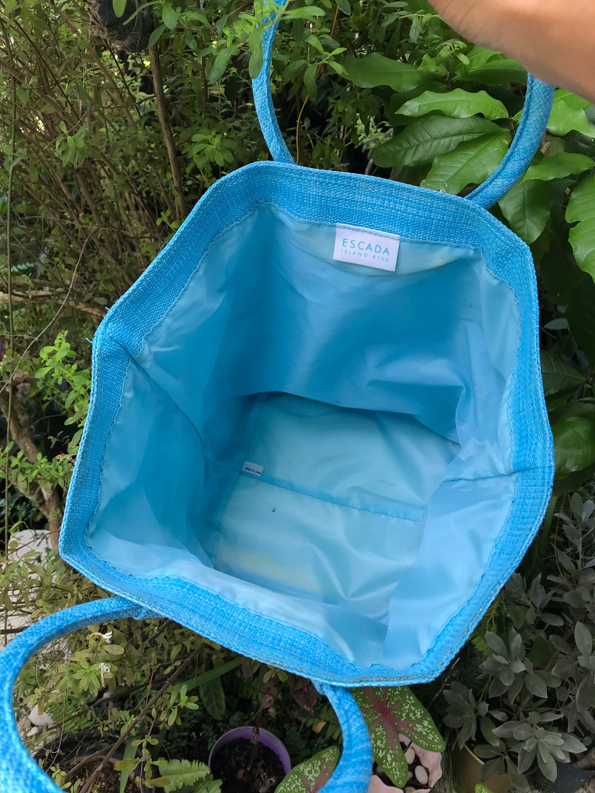 Escada blue island tote bag