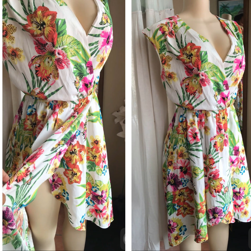 Victoria's Secret tropical butterfly wrap style dress s/m