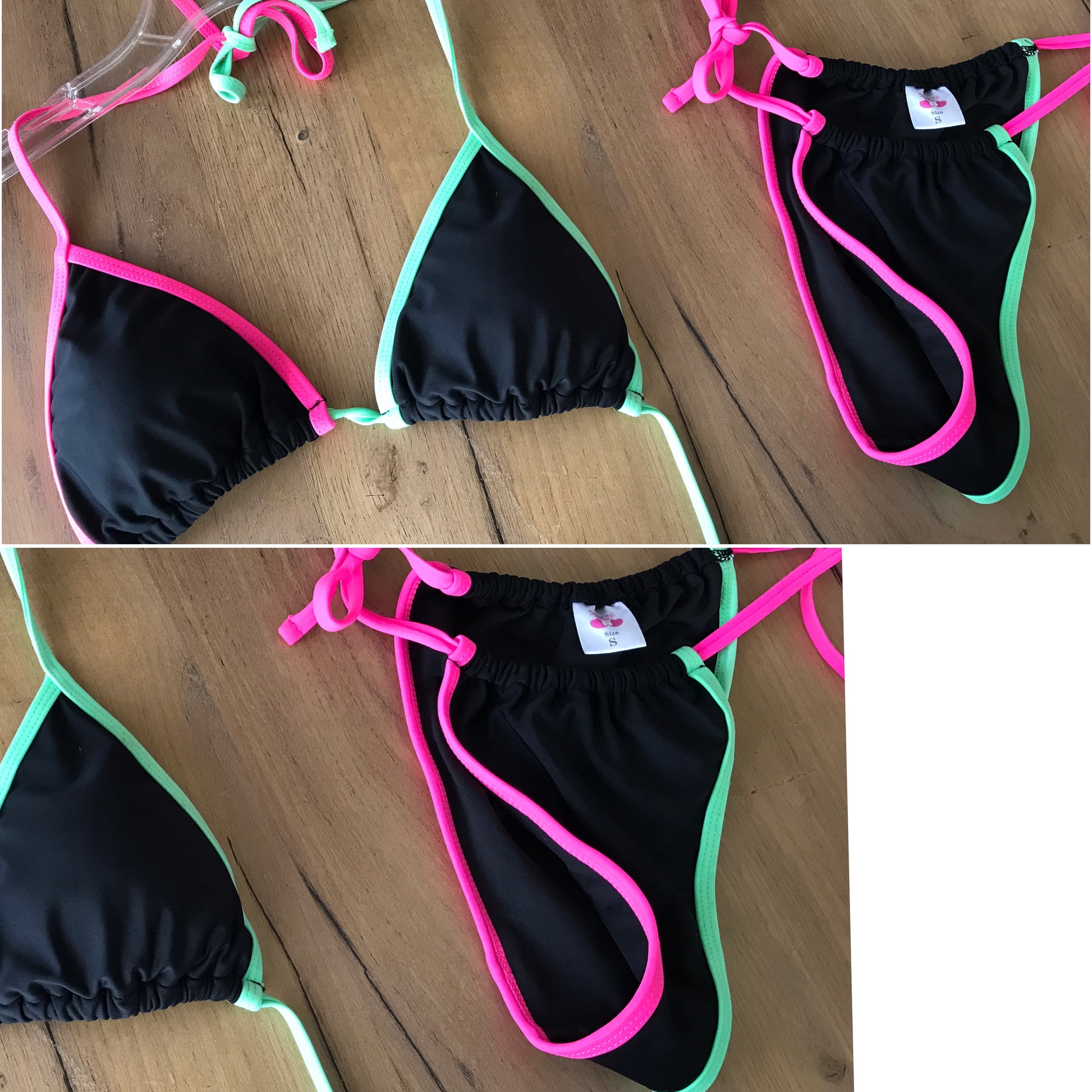 black pink neon green Brazilian bikini . s