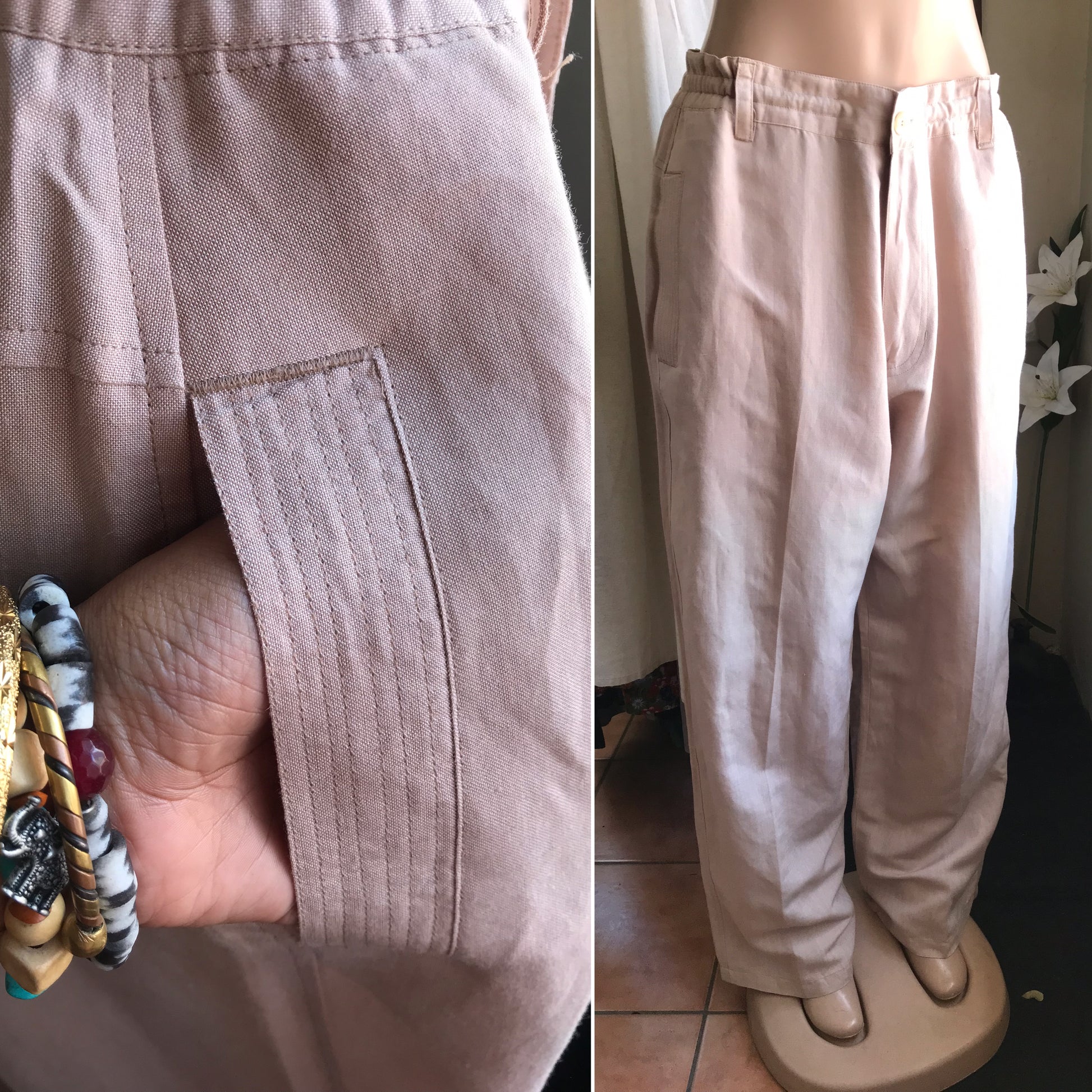 organic cream loose pants ::: /xl ,,,