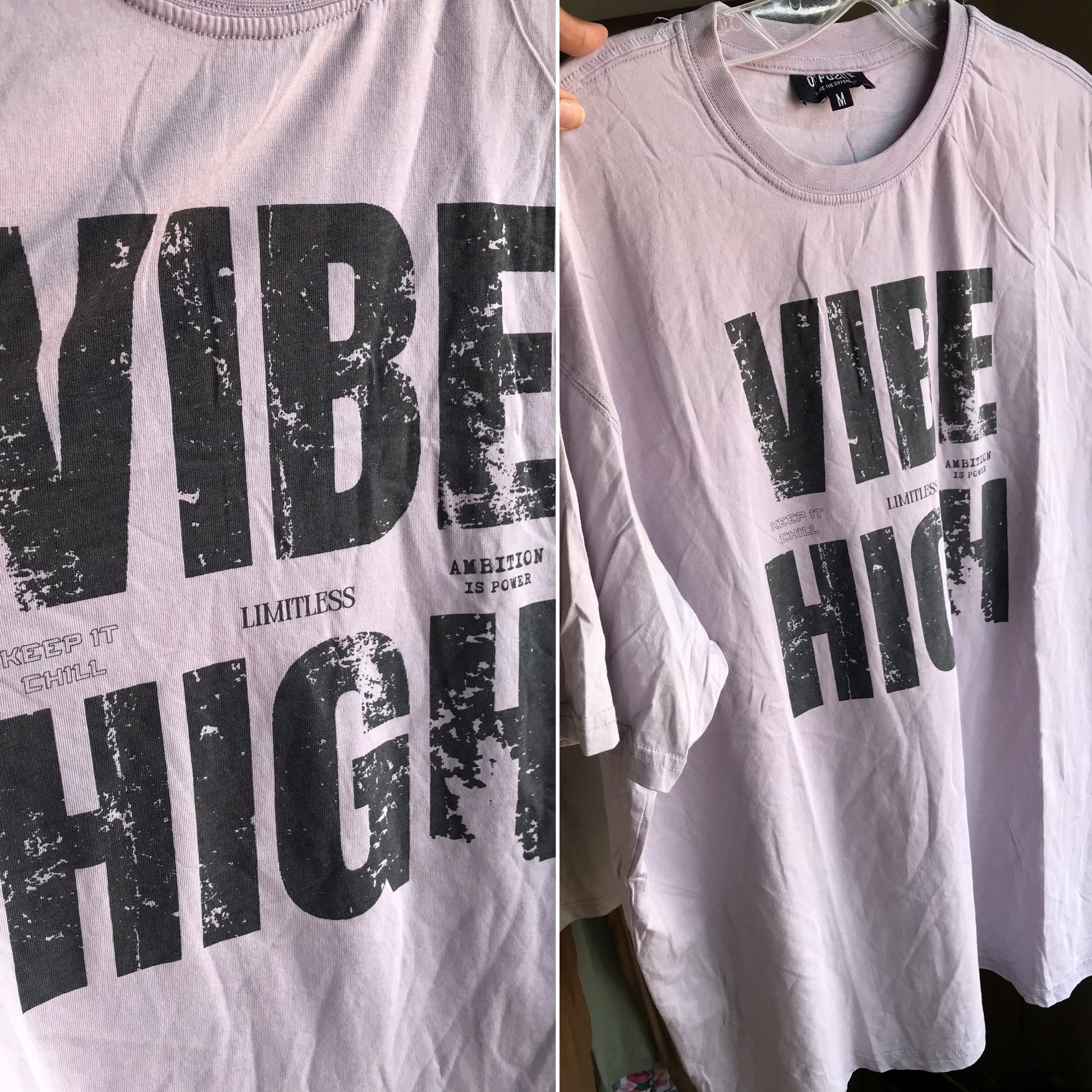 new 'Vibe High' grey cotton blend tee graphic tee ;;; /XL